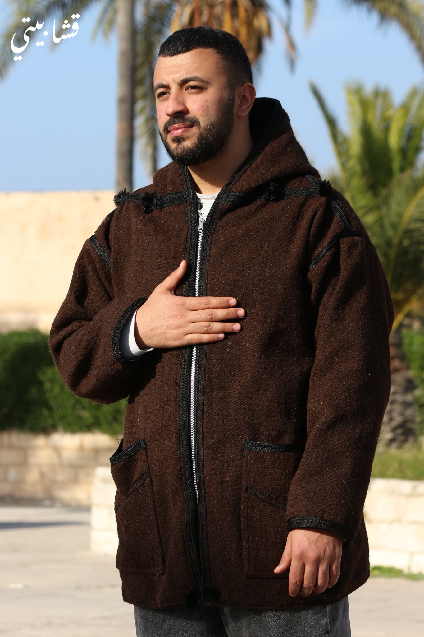 قشابية تونسية ديمي للرجال صوف طبيعي - kachabia tunisie élégante